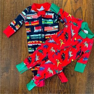 Hanna Andersson trains/ Christmas dinosaurs organic cotton pajamas 0-3 months